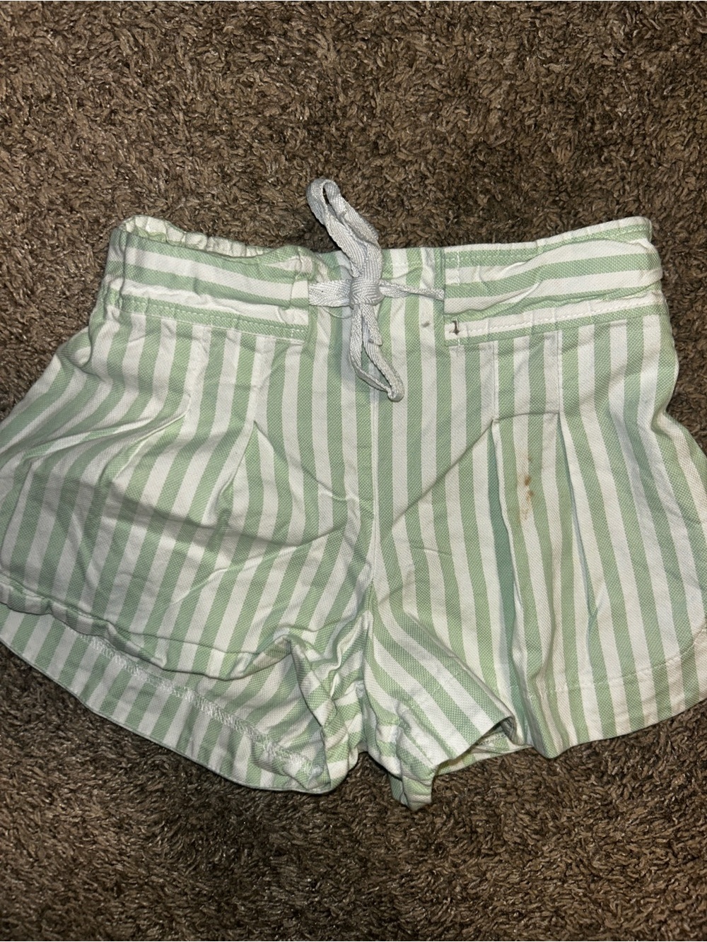bella bliss Mint Green and White Striped Drawstring Kids Shorts